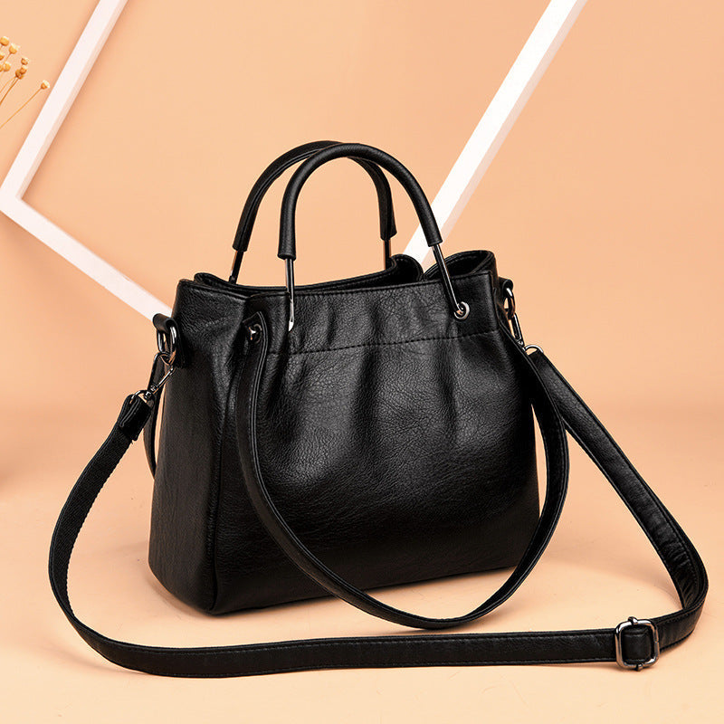 Taschen Handtaschen Koreanische Mode Damentaschen Weiches Leder Retro Bucket Bag Handtasche bylotrend