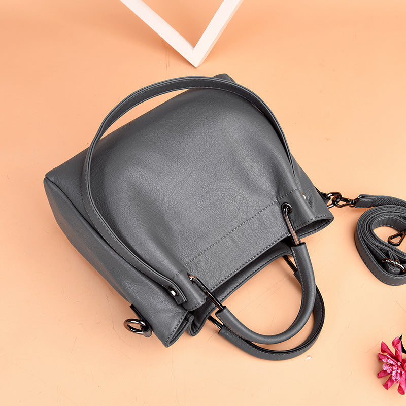Taschen Handtaschen Koreanische Mode Damentaschen Weiches Leder Retro Bucket Bag Handtasche bylotrend